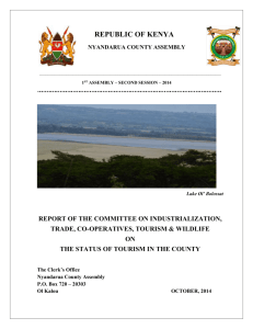 the status of Tourism in the County