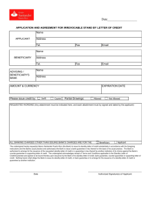 application and agreement for irrevocable letter of credit