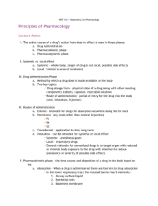 RSPT 1213 – Respiratory Care Pharmacology Principles of