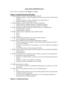 Review Sheet for SPCM 3700 Exam #1