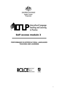 Self Access Module 3 - Intercultural Language Teaching and