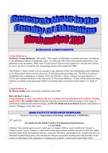 research news in the faculty of education in february 2008