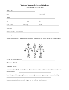 Massage Therapy Intake Form