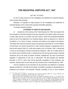 THE INDUSTRIAL DISPUTES ACT, 1947 (ACT NO. 14 of 1947)[1