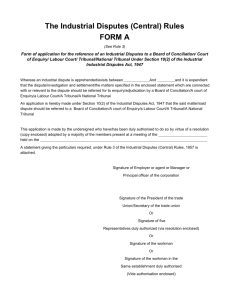 Form of Application for the reference of an Industrial Dispute to a