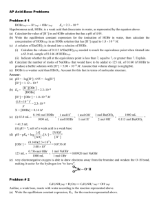 AP FRQ Answers - Ch 16: Acid & Base Equilibrium