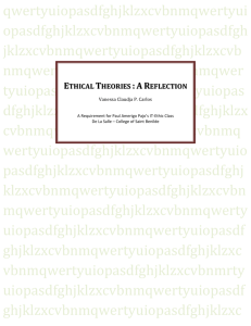 Ethical Theories : A Reflection