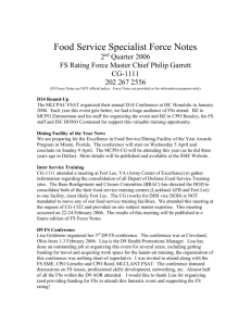 Food Service Specialist Force Notes