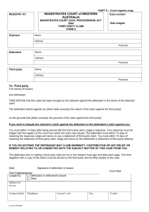 Form 9 - Third party claim