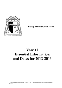 Bishop Thomas Grant School Year 11 Essential Information and
