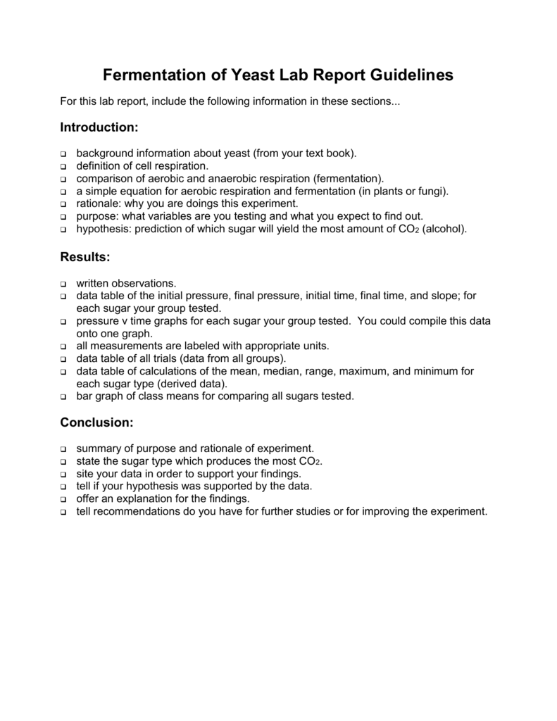 Fermentation of Yeast Lab Report Guidelines - 009051871 1 C7Dfa51a0c746D380407ee5fe288c4D3