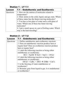 Station 1 – LT 7.1 Lesson 7.1 – Endothermic and Exothermic