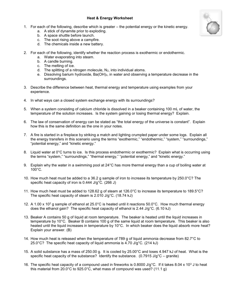 2: Heat & Energy Worksheet