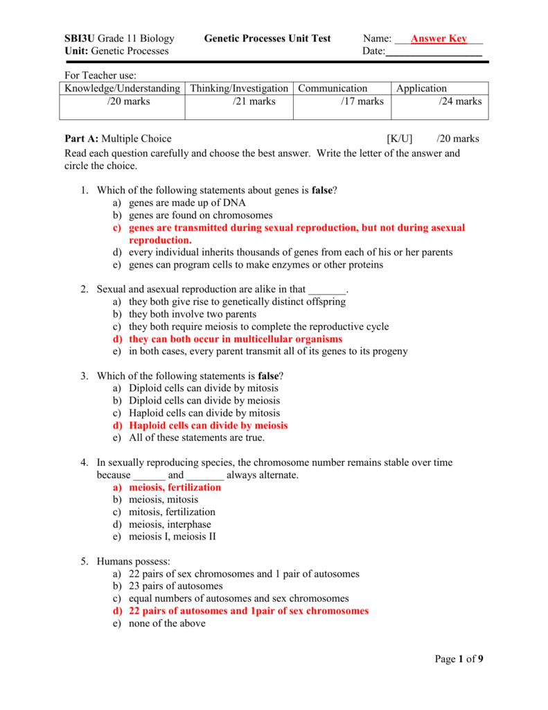 Sexual Reproduction And Genetics Worksheet Answers Sexual Reproduction Meiosis Asexual 