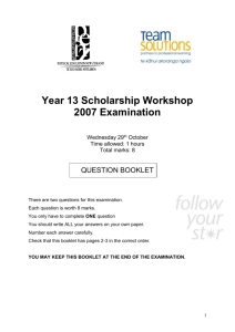 Year 13 Scholarship Workshop mock exam