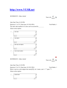 Top of Form BC090402252 : Zahra Ashraf Quiz Start Time: 01:58 PM