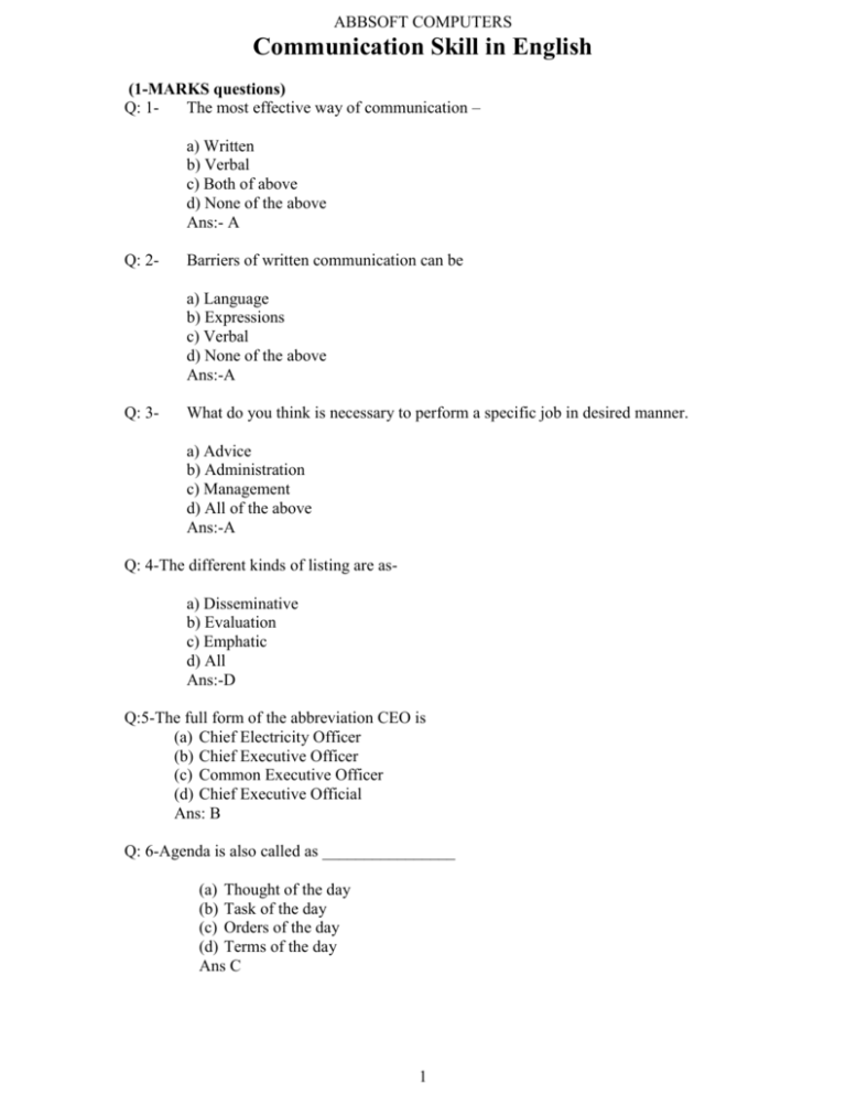 Communication Skills In English Examples