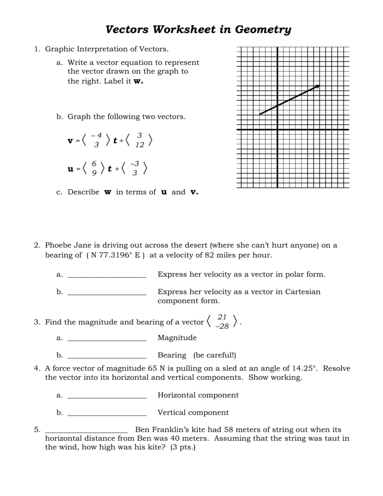 Vectors Worksheet in Geometry