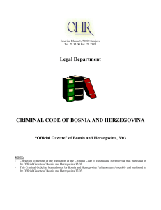 Criminal Code of Bosnia and Herzegovina