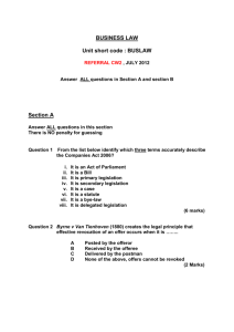 BUSINESS LAW Unit short code : BUSLAW REFERRAL CW2