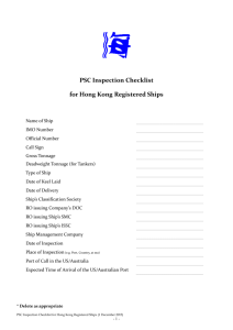 PSC Inspection Checklist of Hong Kong Registered Ships