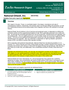 National-Oilwell, Inc. (NOI-NYSE) $35.61 Updates from prior report