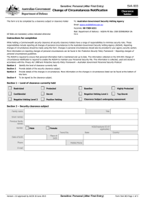 This form is to be completed by a clearance subject or clearance
