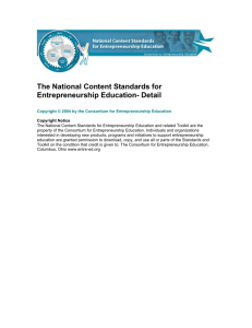 National Content Standards for Entrepreneurship Education