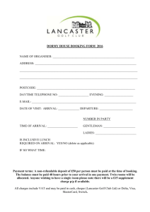 Dormy Booking Form - Lancaster Golf Club