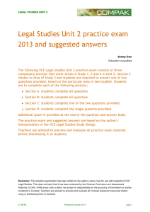 LEGAL STUDIES UNIT 2 Legal Studies Unit 2 practice exam 2013