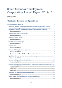Outcomes for 2012-13 - Small Business Development Corporation