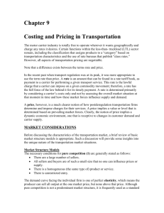 Costing and Pricing in Transportation - Class Notes