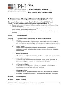 CIBHA Technical Assistance Planning Questionnnaire