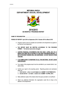 progress report - Mpumalanga DSD