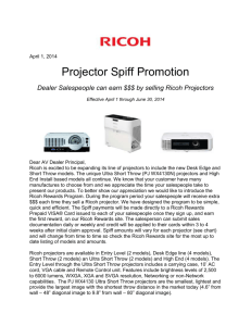 April 1, 2014 Projector Spiff Promotion Dealer Salespeople can earn