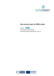 Report on SME needs, barriers, incentives - Italy