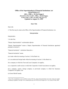 Office of the Superintendent of Financial Institutions Act -