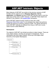 ASP.NET Intrinsic Objects - University of Houston