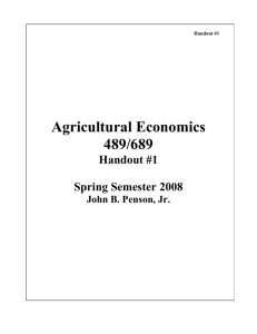 Handout #1 - Department of Agricultural Economics