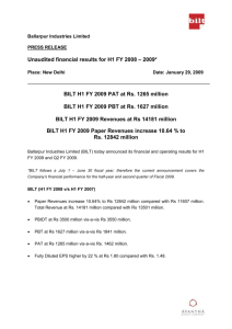 Unaudited financial results for H1 FY 2008 – 2009