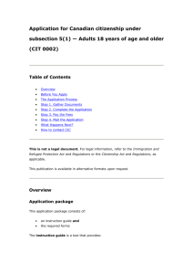 Application for Canadian citizenship under subsection 5(1) — Adults