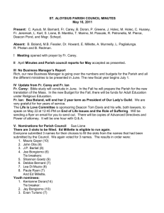 ST. ALOYSIUS PARISH COUNCIL MINUTES May 16, 2011 Present