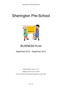 Business Plan - Sherington Pre