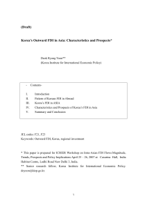 Korea's Outward FDI in Asia: Characteristics and Prospects”