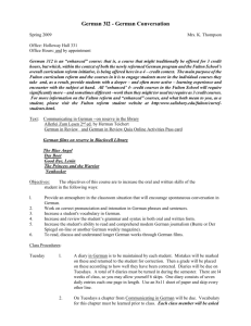 German 3l2 - German Conversation Spring 2009 Mrs. K. Thompson