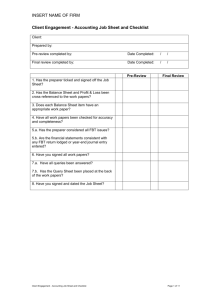 Client engagement accounting job sheet and checklist