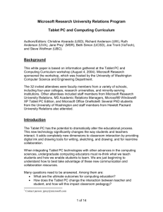 Tablet PC and Computing Curriculum - Washington