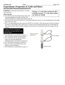 Acid/Base pH Name: Page 1 of 7 Experiment: Properties of Acids