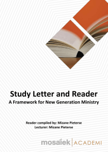 A Framework for New Generation Ministry 2016