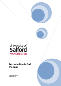 Introduction to SAP Manual - the University of Salford